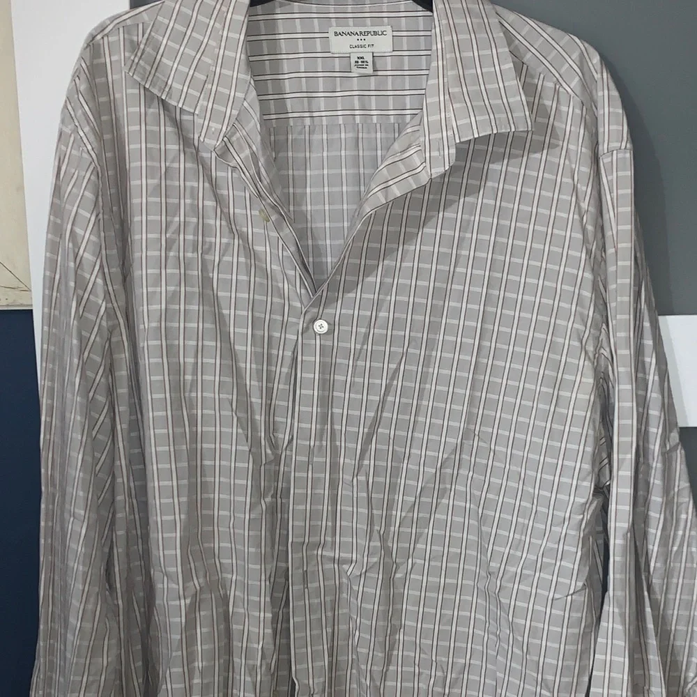 Banana Republic Gray Striped Dress Shirt